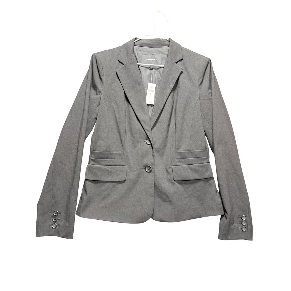 Banana Republic Blazer Women 8 Black Two Button Professional 210370-00-1
